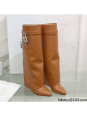 Givenchy Shark Lock Pant Boots in Smooth Box Calfskin Leather Brown 02 2021