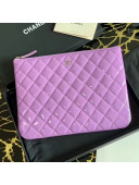 Chanel Quilted Patent Leather Medium Pouch Purple 2020