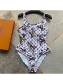 Louis Vuitton Mickey Mouse One-Piece Swimwear LVS37 White 2021