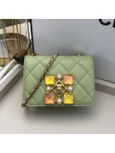 Chanel Quilted Calfskin Resin Stone Small Flap Bag AS2251 Light Green 2020 TOP