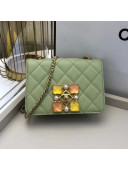 Chanel Quilted Calfskin Resin Stone Flap Bag AS2259 Light Green 2020 TOP