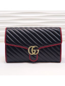 Gucci GG Diagonal Marmont Clutch ‎498079 Black/Red 2019