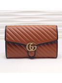 Gucci GG Diagonal Marmont Clutch ‎498079 Brown 2019