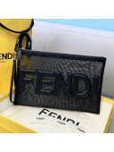 Fendi Mesh Large Flat Pouch Black 2021