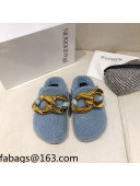 JW Anderson Shearling Chain Mules Blue 2021 1116110