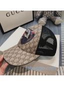 Gucci Wolf Print GG Mesh Baseball Hat Beige 2020