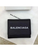 Balen...ga Grained Calfskin Everyday Small Wallet Black 2017