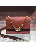 Fendi Kan U Medium Calfskin Flap Bag Rust Brown/Gold 2019 