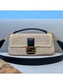 Fendi Baguette FF Medium Bag in Beige Woven Straw 2020