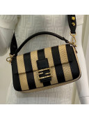 Fendi Baguette Striped Snakeskin Medium Bag Beige/Black 2021