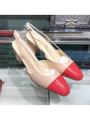 Chanel Heel Slingbacks Ballerina G31319 Nude/Red 2019