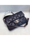 Chanel Quilted Leather Flap Waist Bag with Pearl Strap AP1122 Black 2020