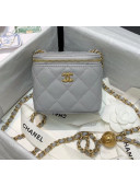 Chanel Lambskin Small Classic Box with Chain And Gold Metal Ball AP1447 Grey 2020