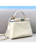 Fendi Peekaboo Iconic Mini Bag in White Nappa Leather and Check 2020