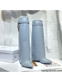 Givenchy Shark Lock Pant Boots in White Blue Smooth Box Calfskin Leather 2021(Top)