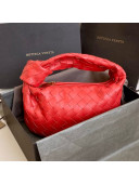 Bottega Veneta Mini BV Jodie Hobo Bag in Woven Lambskin Red 2020