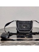 Prada Gaufré Ruffled Nappa Leather Shoulder Bag 1BD289 Black 2020