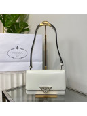 Prada Brushed Leather Shoulder Bag 1BD321 White 2022