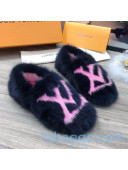 Louis Vuitton LV Mink Fur and Wool Homey Flats Loafers Blue/Pink 2020