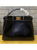 Fendi Peekaboo Iconic Mini Vintage Lambskin Bag Black 2019