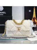 Chanel 19 Shearling Sheepskin Large Flap Bag AS1161 Snow White 2020