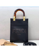 Fendi Sunshine Leather Mini Shopper Tote Bag Black 2021