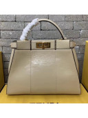 Fendi Peekaboo Iconic Medium Vintage Lambskin Bag Light Grey 2019