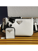 Prada Brushed Leather Shoulder Bag 2VH129 White 2021