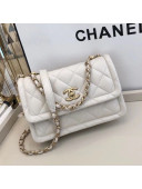 Chanel Quilted Lambskin Medium Flap Bag with Metal Button AS2055 White 2020 TOP