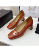 Chanel Lambskin CC Pumps 5cm Brown 2021