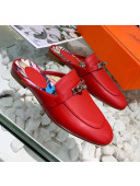 Hermes Calfskin Oz Mules Red 2020