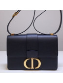 Dior 30 Montaigne CD Flap Bag in Grained Calfskin Black 2019