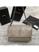 Saint Laurent Niki Large Chain Bag in Crinkled Leather 498830 Light Grey 2021