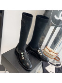 Chanel Patent Leather and Knit Sock High Boots Black 2021