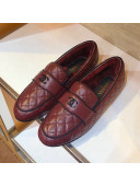 Chanel Quilted Lambskin and Wool Flat Loafers Burgundy 2019