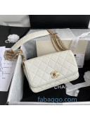 Chanel Quilted Calfskin Flap Bag with Chain Tassel Strap AS2052 White 2020