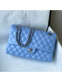 Chanel Quilted Lambskin Classic Medium Flap Bag A01112 Blue/Silver 2021