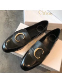 Chloe Calfskin C Flat Loafers Black 2019