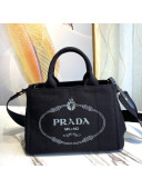 Prada Small Cotton Canvas Tote 1BG439 Black 2021