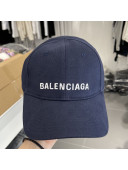 Balenciaga Logo Canvas Baseball Hat Navy Blue 2021 19