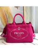 Prada Small Cotton Canvas Tote 1BG439 Dark Pink 2021