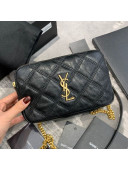 Saint Laurent Becky Double Zip Chain Pouch in Quilted Lambskin 608941 Black 2019