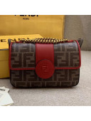 Fendi Leather and Fabric Mini Double F Bag Red 2018