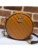 Gucci GG Diagonal Marmont Mini Round Shoulder Bag 550154 Cognac 2019