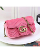 Gucci GG Marmont Velvet Matelassé Chevron Super Mini Chain Shoulder Bag 476433 Pink 2017