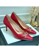 Gucci Zumi G Horsebit Mid-heel Leather Pump 596860 Red 2019