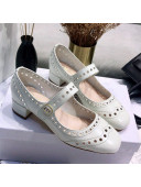 Dior Perforated Calfskin CD Mary Jane Ballerinas 35mm Heel White 2020