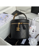 Chanel Quilted Calfskin Small Vanity Case with Pearl CHANEL Charm AS2061 Black 2020 TOP