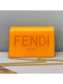 Fendi Leather Wallet on Chain Mini Bag Orange 2021