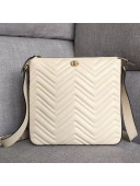 Gucci GG Marmont Matelassé Chevron Leather Messenger Bag 523369 White 2018